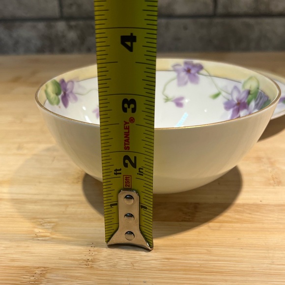 Antique Hand Painted Nippon Footed Bowl and Saucer with Violets and Gold Details - Picture 7 of 8